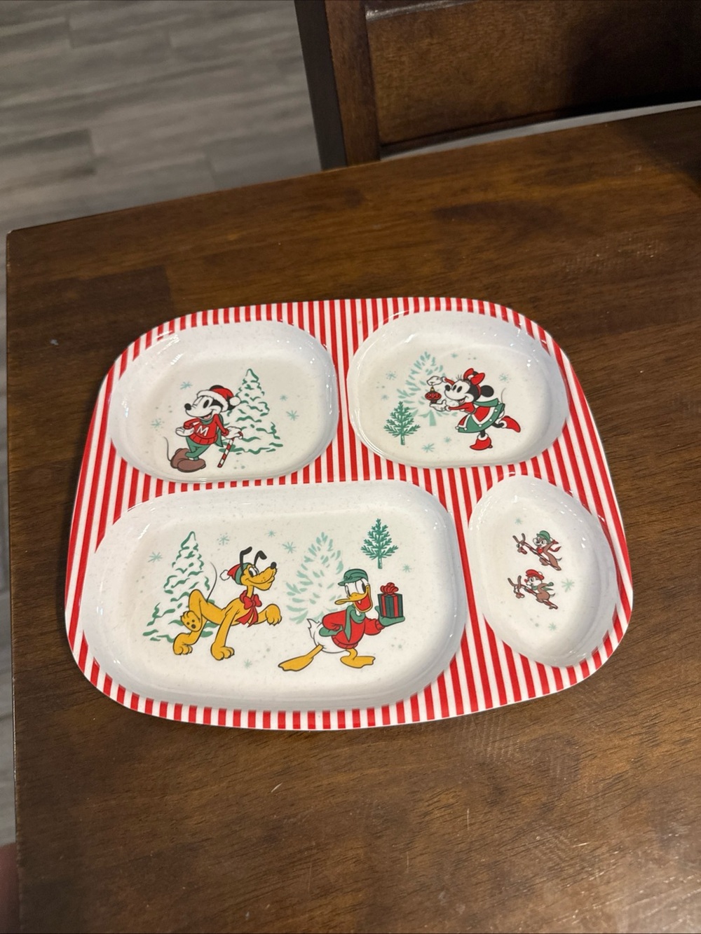 Disney Holiday Sectioned Serving plate - Red/White